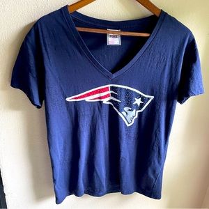 Victoria's Secret Pink NFL Patriots Burnout Tshirt w/ Rhinestones. Size Small